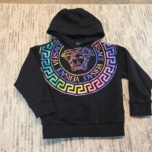 VERSACE Kids Multicolored Medusa-Head Motif Hoodie Black Sz 6T (116cm)